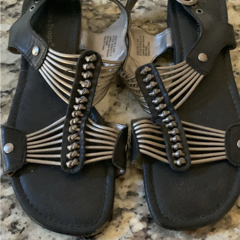 BareTraps Black and Silver Sandals